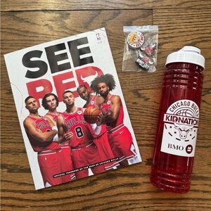 Chicago Bulls Fan Bundle See Red Yearbook, Jibbitz Trio, BMO Water Bottle NWOT